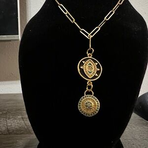 Gold and Green Pendant Necklace